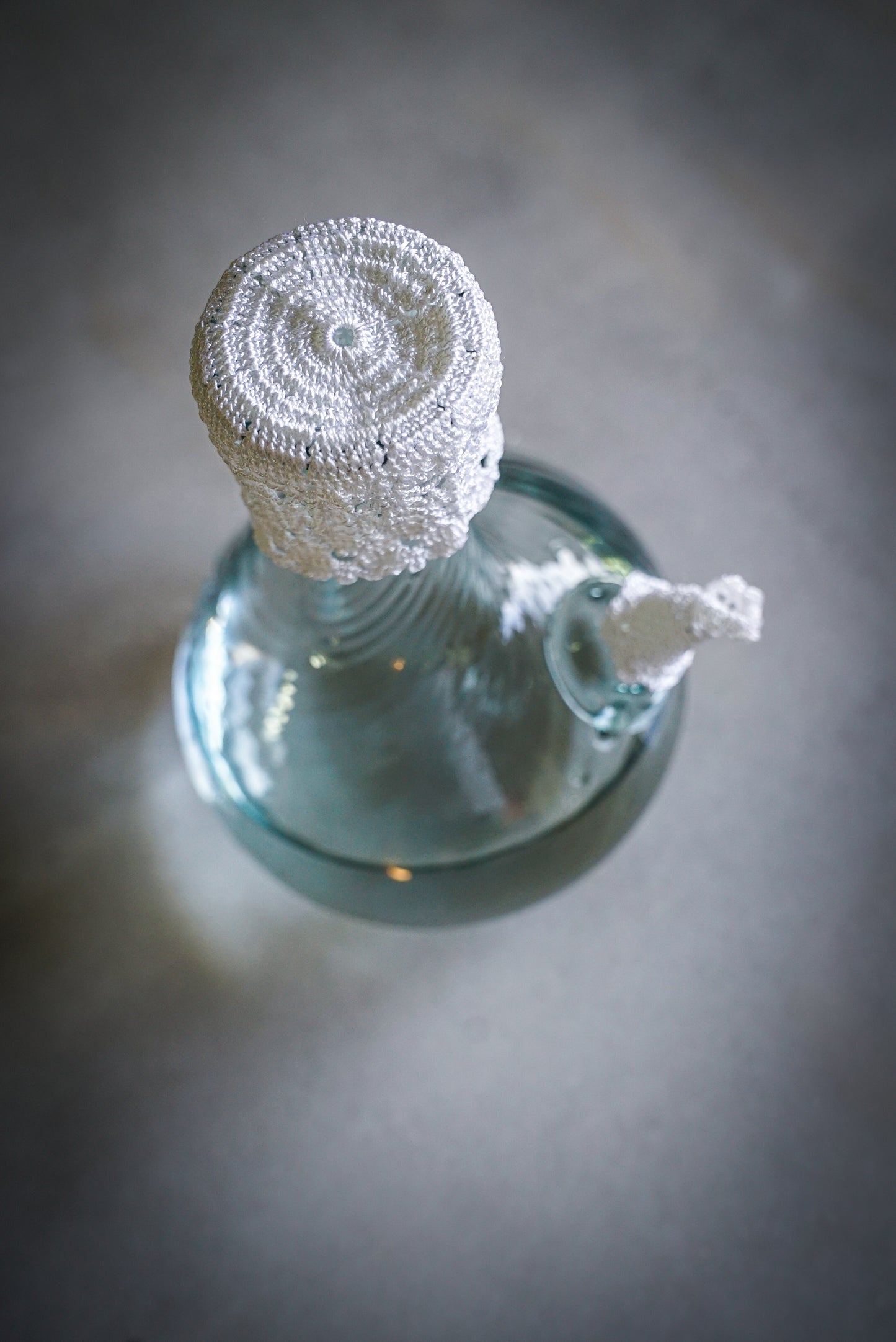 White Crochet Cover without string for Lebanese traditional water jug